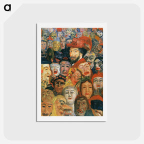 アートポストカード-Self-Portrait with Masks - ジェームズ アンソール Postcard.