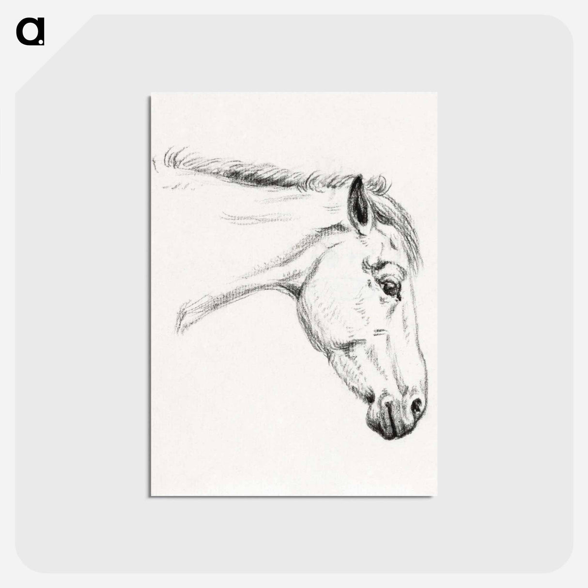 アートポストカード-Head of a horse - ジャン ベルナール Postcard.