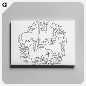 アートパネル-Four horses - レオ ヘステル Canvas.
