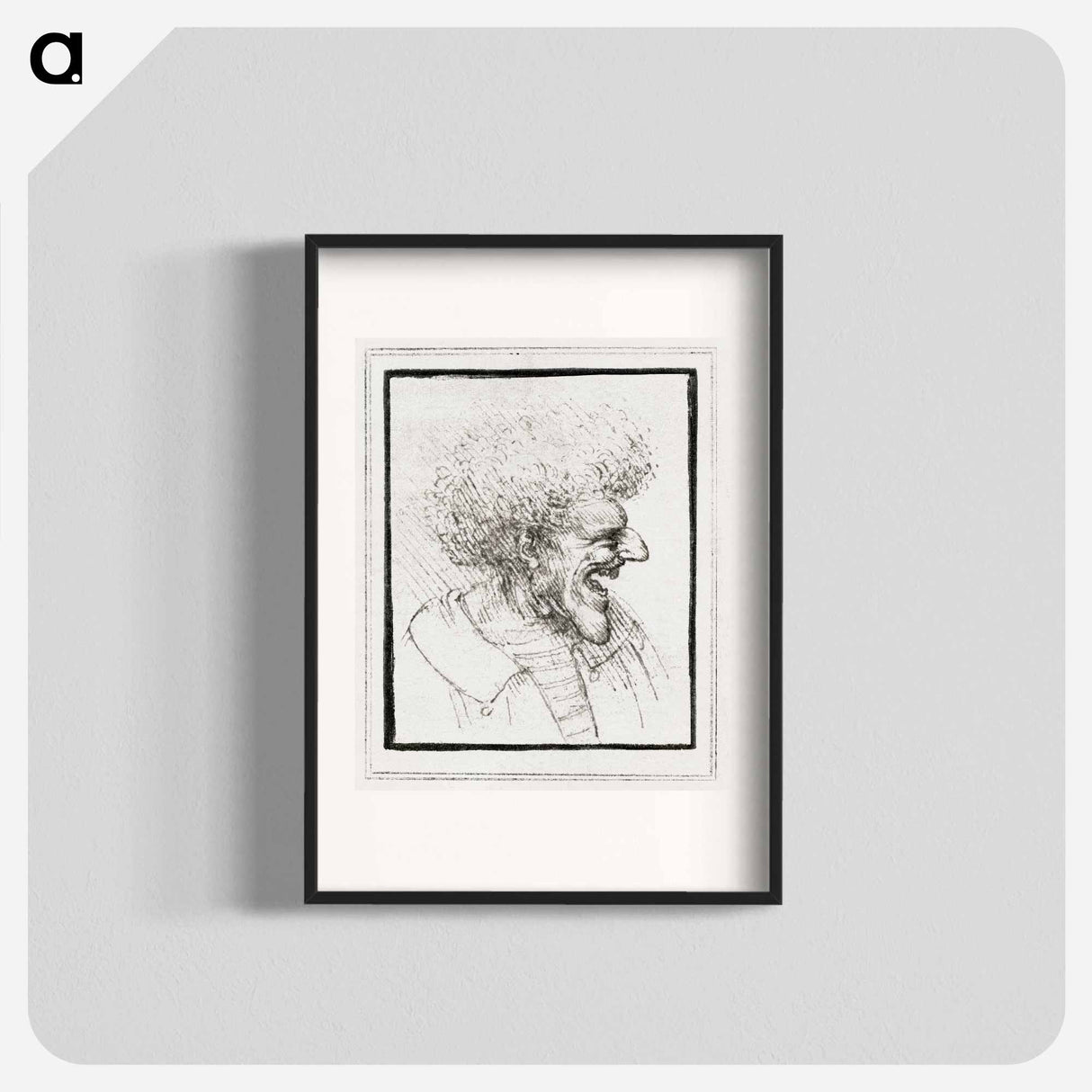 Caricature of a Man with Bushy Hair - Leonardo da Vinci Poster.