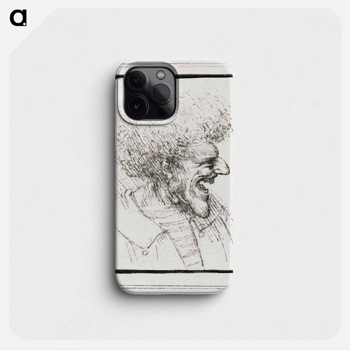 Caricature of a Man with Bushy Hair - レオナルド ダ ヴィンチ Phone Case.