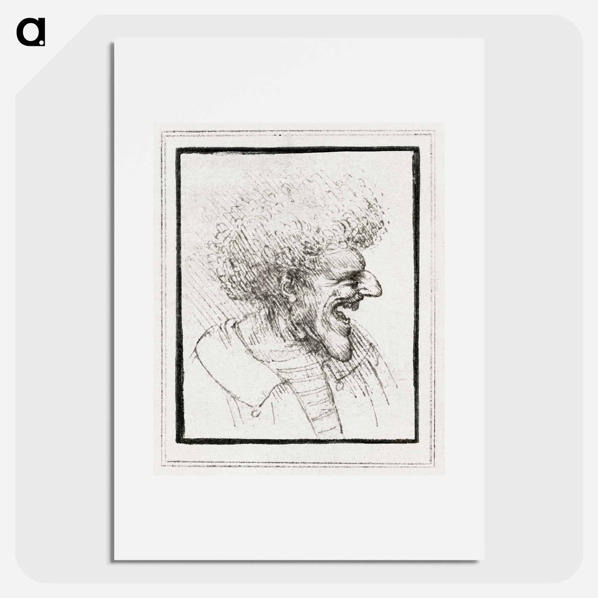 Caricature of a Man with Bushy Hair - Leonardo da Vinci Poster.