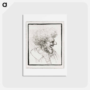 アートポストカード-Caricature of a Man with Bushy Hair - レオナルド ダ ヴィンチ Postcard.
