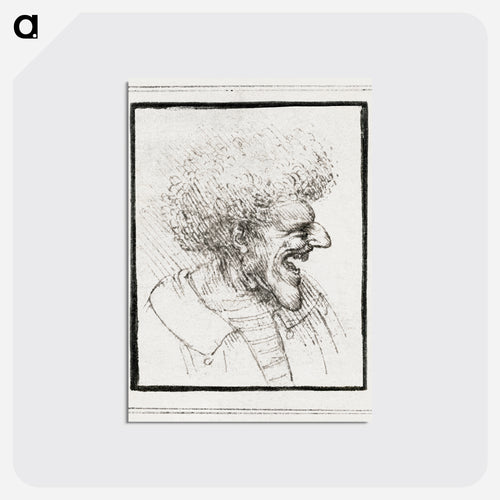 Caricature of a Man with Bushy Hair - レオナルド ダ ヴィンチ Postcard.