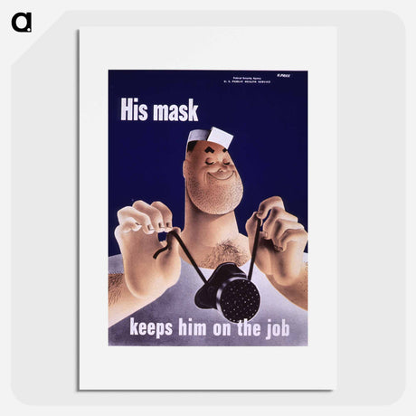 アートポスター-Man Holding a Mask
 - 国立医学図書館 Poster.