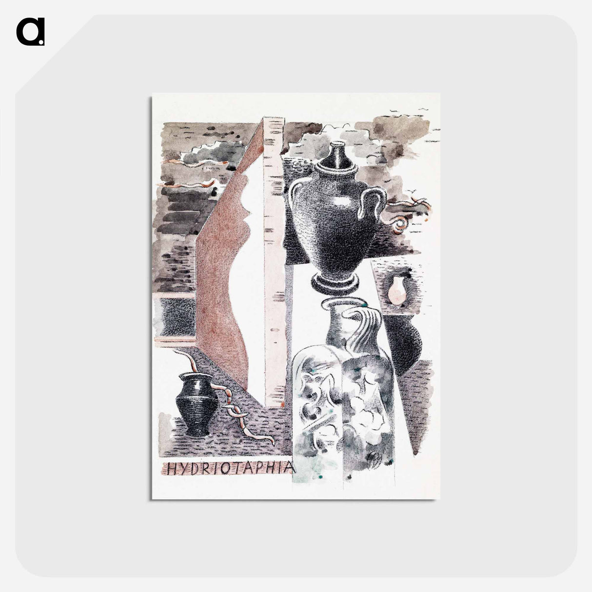 アートポストカード-Design for Urne Buriall–Water Hath Proved the Smartest Grave - ポール ナッシュ Postcard.