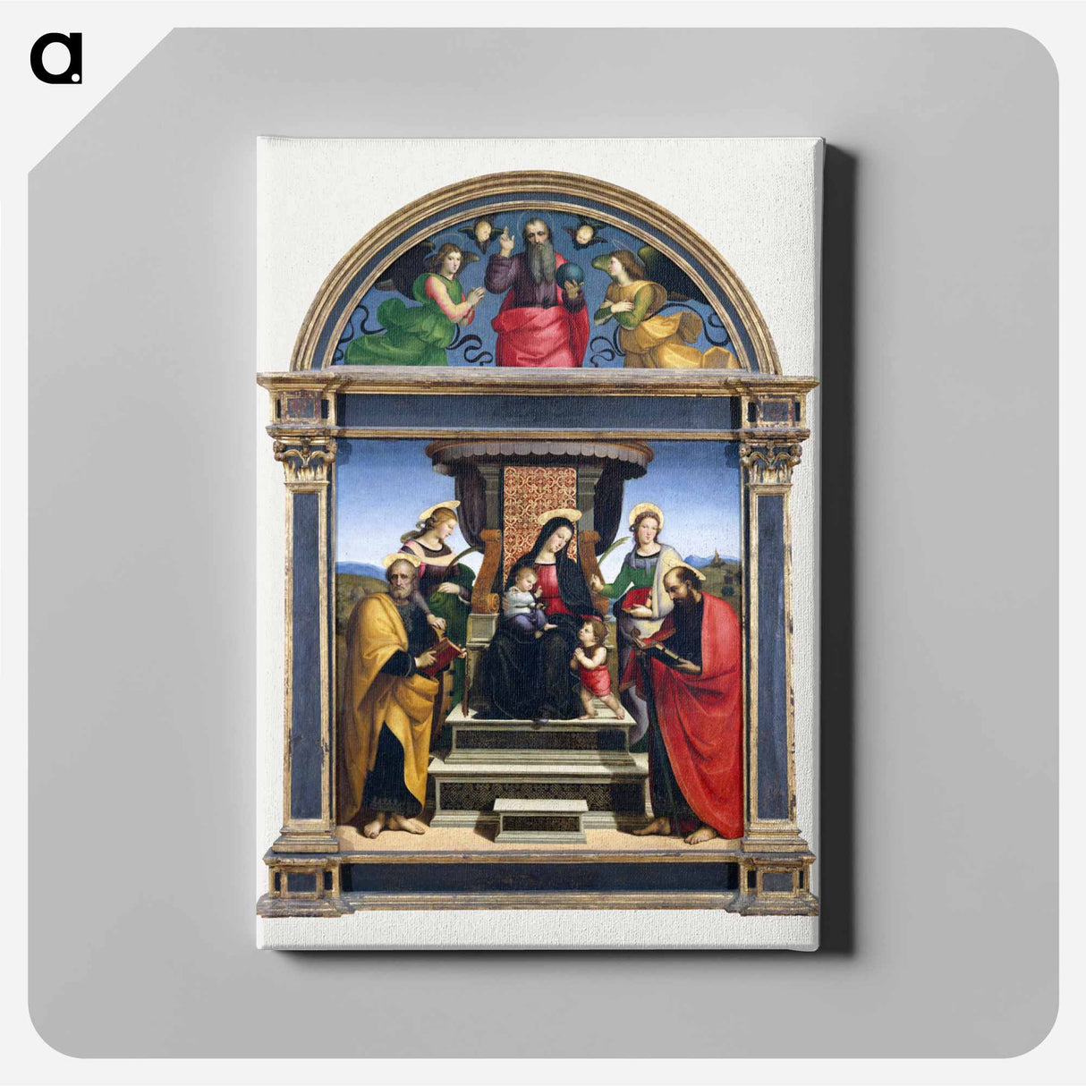 Raphael's Madonna and Child Enthroned with Saints - ラファエロ サンティ Canvas.