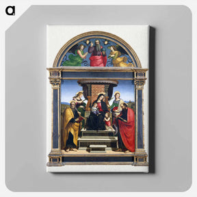 アートパネル-Raphael's Madonna and Child Enthroned with Saints - ラファエロ サンティ Canvas.