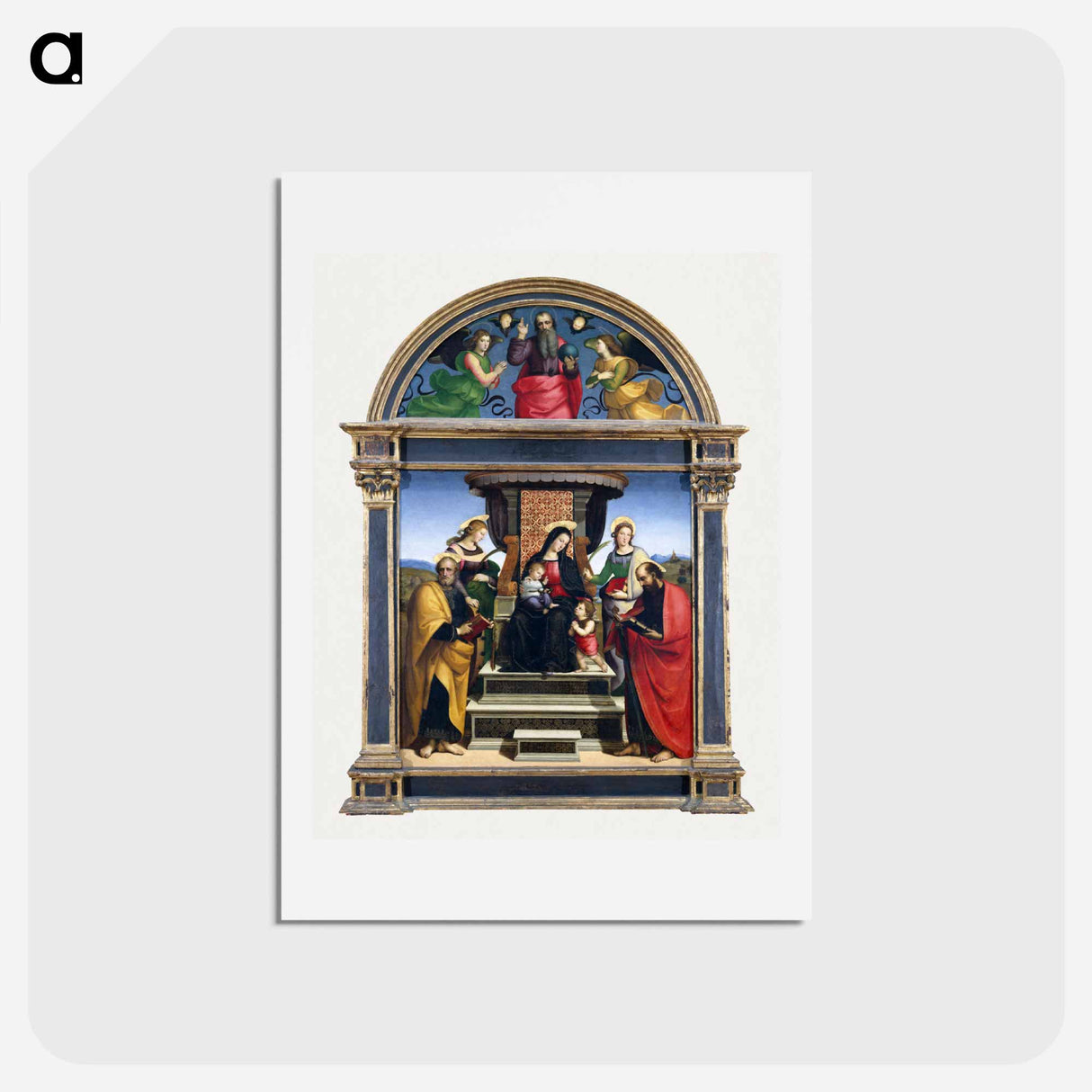 Raphael's Madonna and Child Enthroned with Saints - ラファエロ サンティ Postcard.