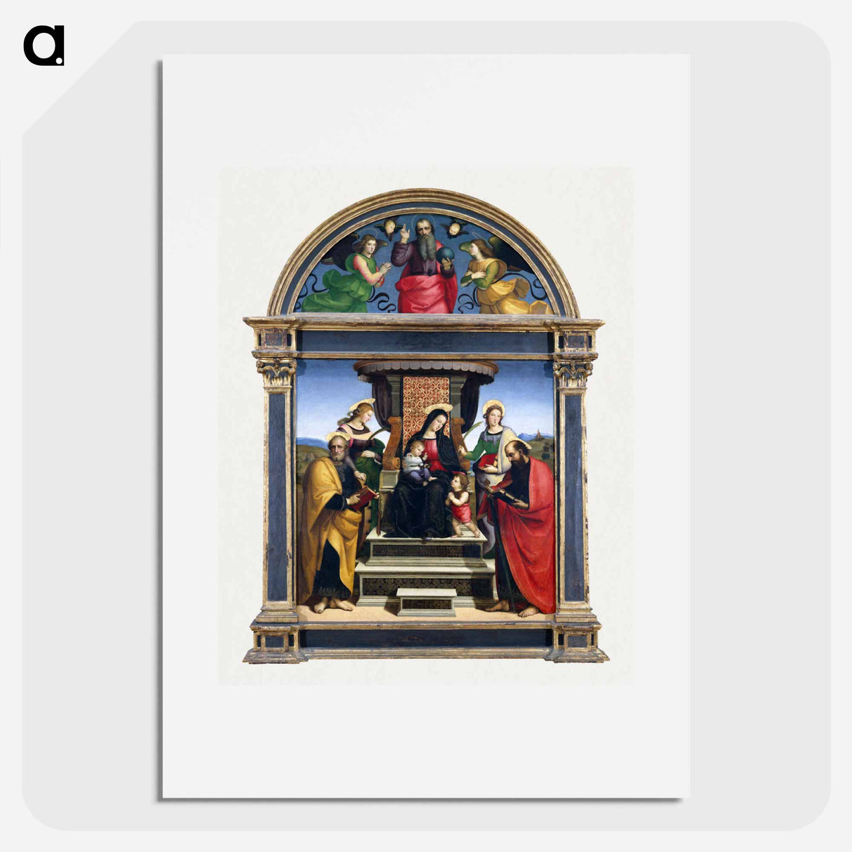 Raphael's Madonna and Child Enthroned with Saints - ラファエロ サンティ Poster.