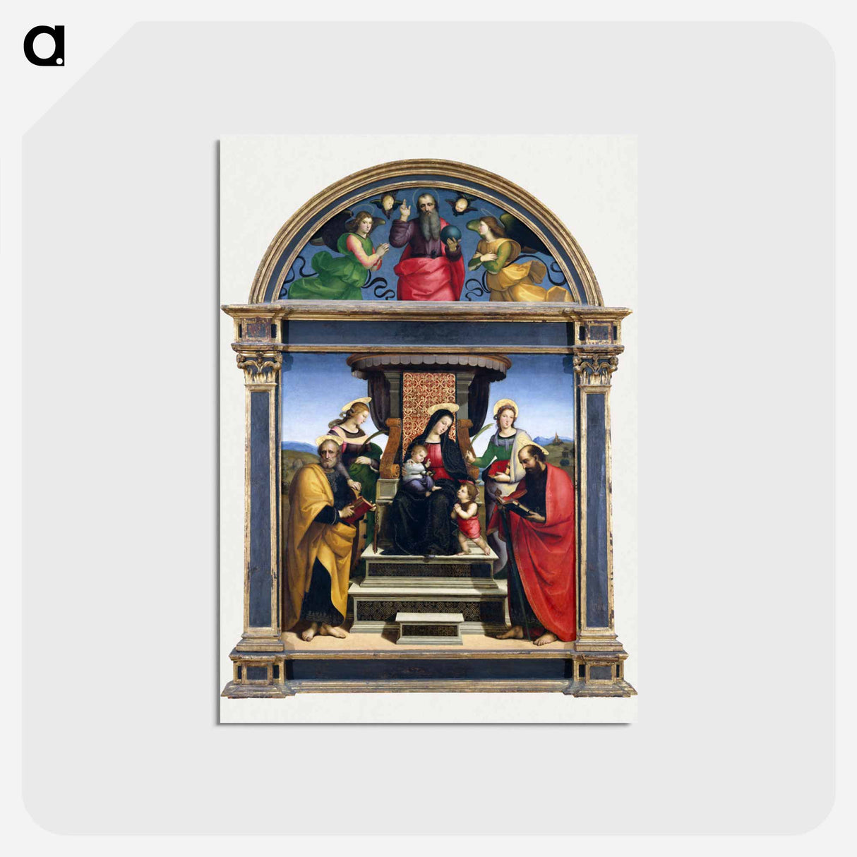 Raphael's Madonna and Child Enthroned with Saints - ラファエロ サンティ Postcard.