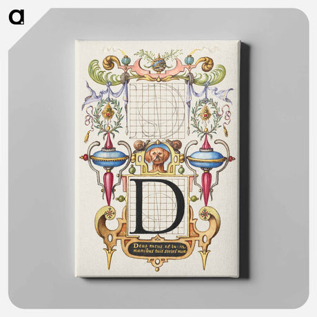 アートパネル-Guide for Constructing the Letter D from Mira Calligraphiae Monumenta
 - 書道のお手本 Canvas.