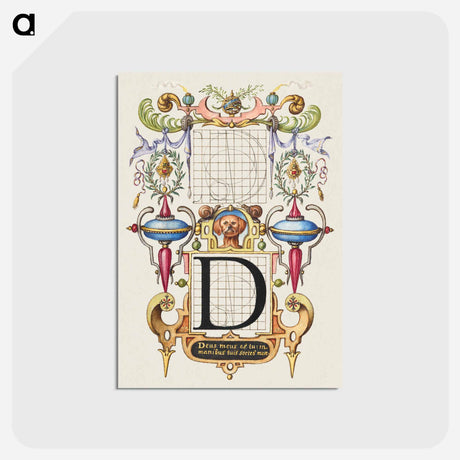 アートポストカード-Guide for Constructing the Letter D from Mira Calligraphiae Monumenta
 - 書道のお手本 Postcard.