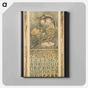 アートパネル-Kalenderblad voor oktober 1911 met salamanders en paddenstoelen - テオ ヴァン ホイテマ Canvas.