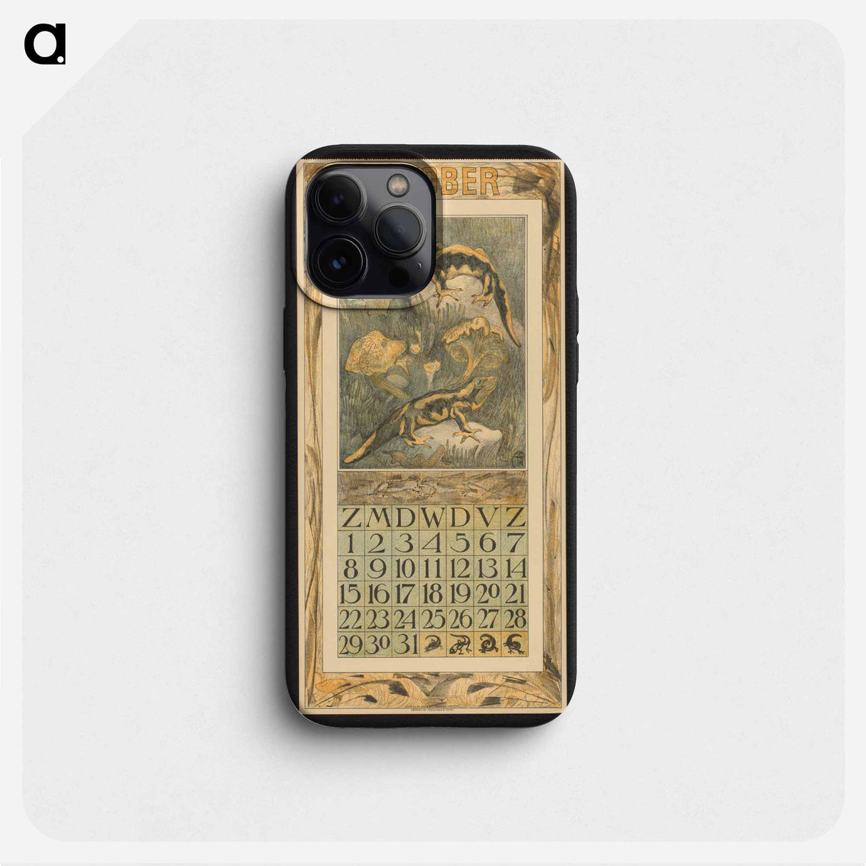 Kalenderblad voor oktober 1911 met salamanders en paddenstoelen - テオ ファン ホイテマ Phone Case.