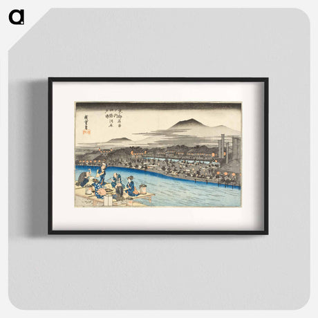 アートポスター-Enjoying the Evening Cool on the Riverbed at Shijō
 - 歌川 広重 Poster.