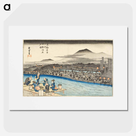 アートポスター-Enjoying the Evening Cool on the Riverbed at Shijō
 - 歌川 広重 Poster.