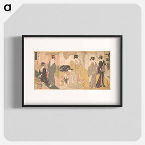 アートポスター-Women and an Infant Boy in a Public Bath House
 - 歌川 豊国 Poster.