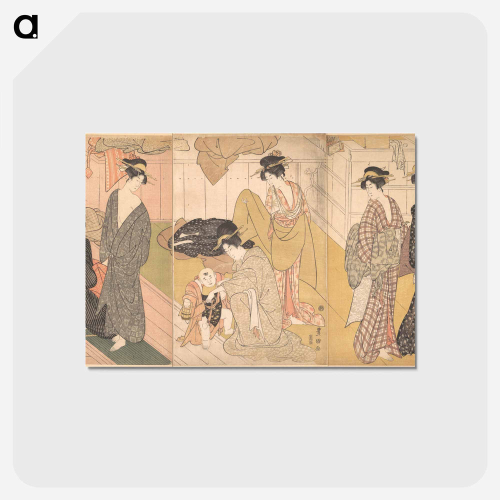アートポストカード-Women and an Infant Boy in a Public Bath House
 - 歌川 豊国 Postcard.