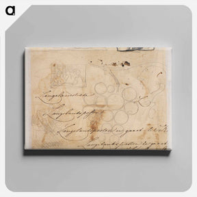 アートパネル-Pencil sketches and pen samples by Wilhelm Marstrand - ヴィルヘルム マーストランド Canvas.
