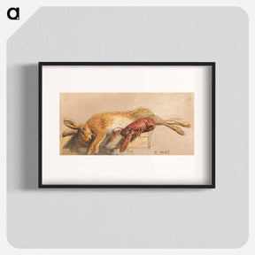 アートポスター-A Dead Hare and a Cooked Lobster on a Bench - ウィリアム ヘンリー ハント Poster.