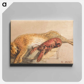 アートパネル-A Dead Hare and a Cooked Lobster on a Bench - ウィリアム ヘンリー ハント Canvas.