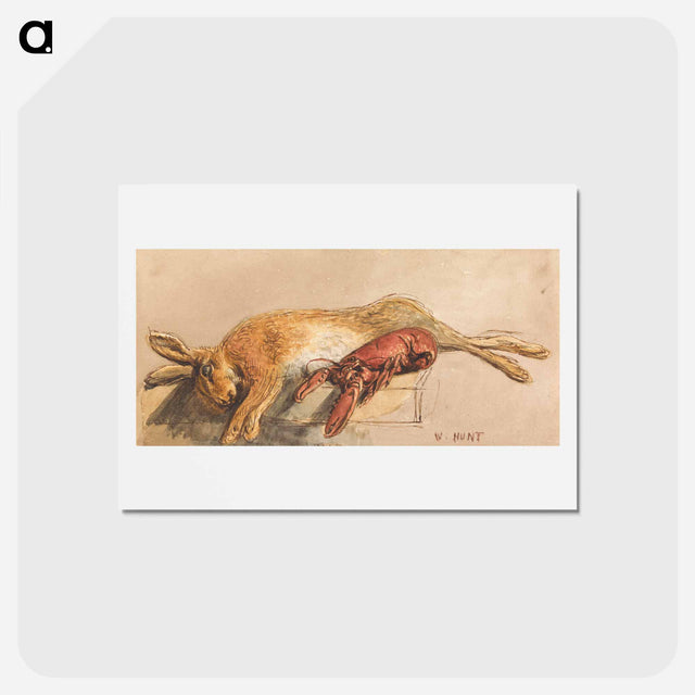 アートポストカード-A Dead Hare and a Cooked Lobster on a Bench - ウィリアム ヘンリー ハント Postcard.