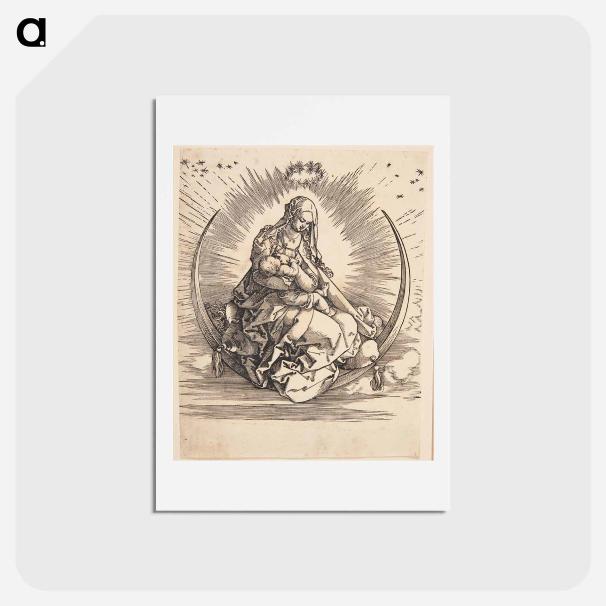 アートポストカード-Virgin Mary on a crescent moon - アルブレヒト デューラー Postcard.