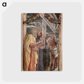 アートポストカード-Altarpiece of San Zeno in Verona, left panel of St. Peter and St. Paul, St.John the Evangelist, St. Zeno - アンドレア マンテーニャ Postcard.