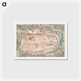 アートポストカード-Map of Kyoto - アンティーク地図 Postcard.