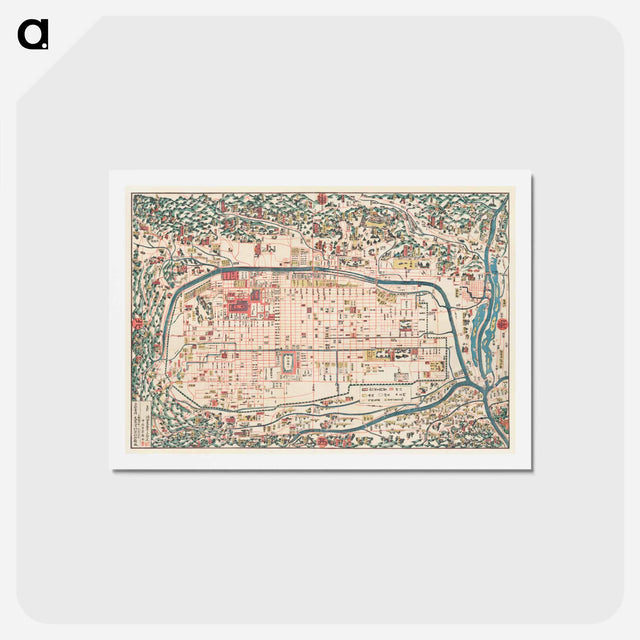 アートポストカード-Map of Kyoto - アンティーク地図 Postcard.