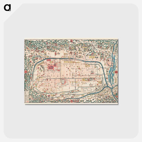 アートポストカード-Map of Kyoto - アンティーク地図 Postcard.