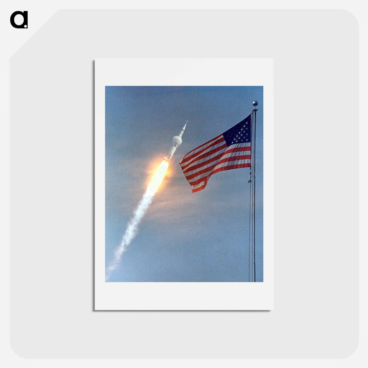 The American Flag heralds the flight of Apollo 11 - アポロ月面着陸 Postcard.