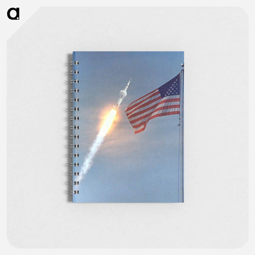 The American Flag heralds the flight of Apollo 11 - Apollo Moon Landing Memo.