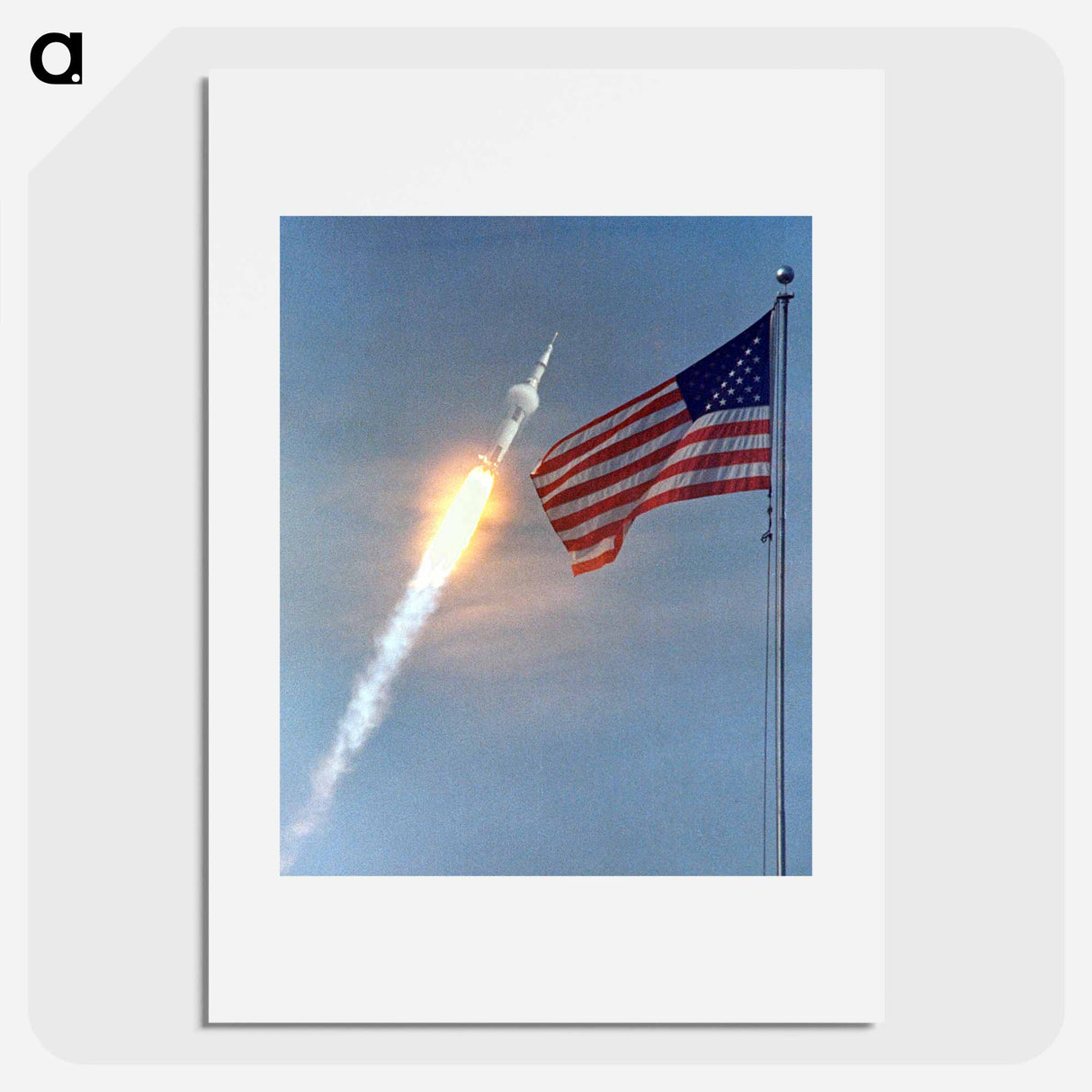 The American Flag heralds the flight of Apollo 11 - Apollo Moon Landing Poster.