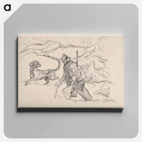 アートパネル-A hunter with a dog - アーノルド ピーター ワイズ クビンチャン Canvas.