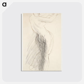 アートポストカード-Standing Female Nude, Arms Raised - オーギュスト ロダン Postcard.