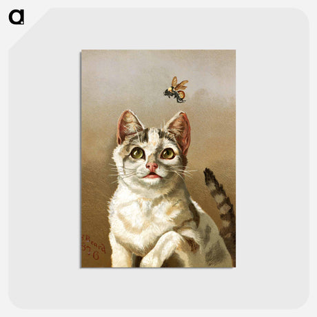 アートポストカード-White Cat with Bee
 - ボストン公共図書館 Postcard.