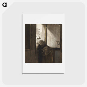 アートポストカード-Woman at an Open Window
 - コルネリス プロース ファン アムステル Postcard.
