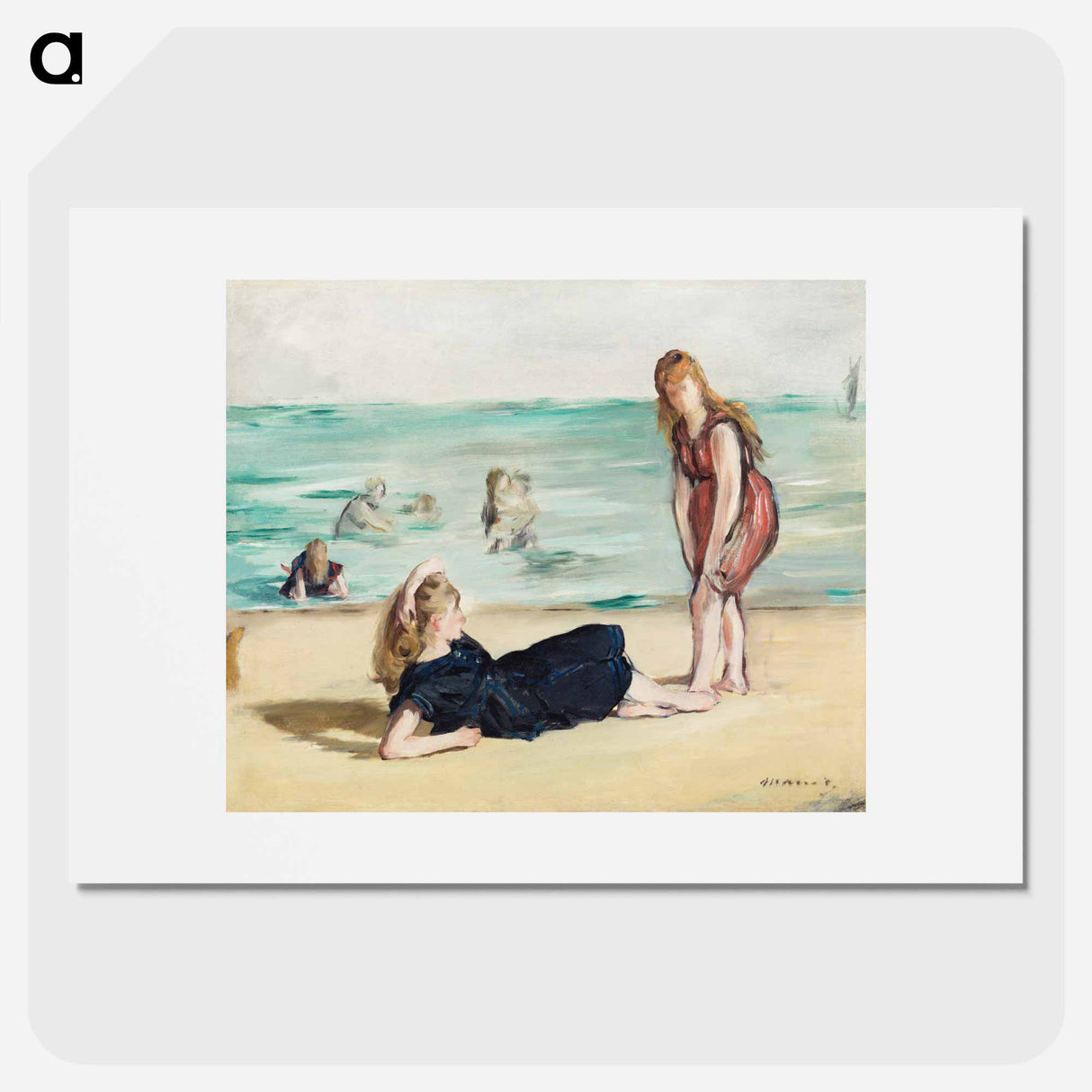 On the Beach - Edouard Manet Poster.