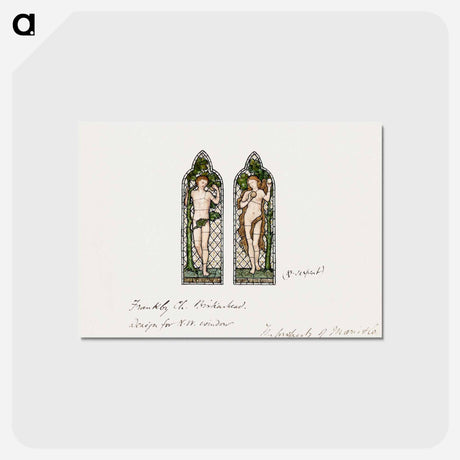 アートポストカード-Adam and Eve, Design for Stained Glass Window, Frankby Church, Birkenhead (Cheshire), England - エドワード バーン ジョーンズ Postcard.