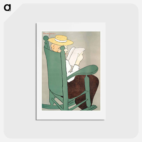 アートポストカード-Woman reading in a rocking chair - エドワード ペンフィールド Postcard.