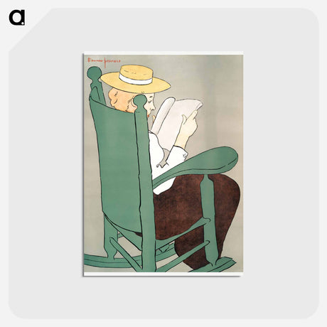 アートポストカード-Woman reading in a rocking chair - エドワード ペンフィールド Postcard.