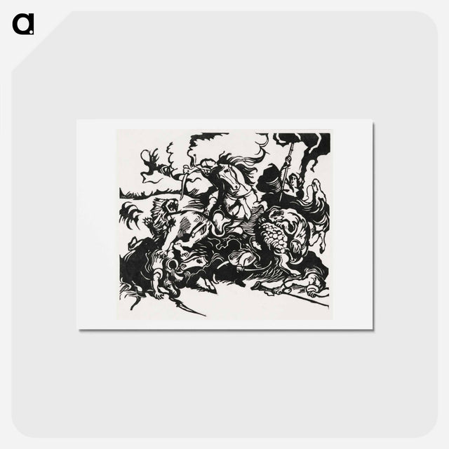 アートポストカード-Lion Hunt - フランツ マルク Postcard.