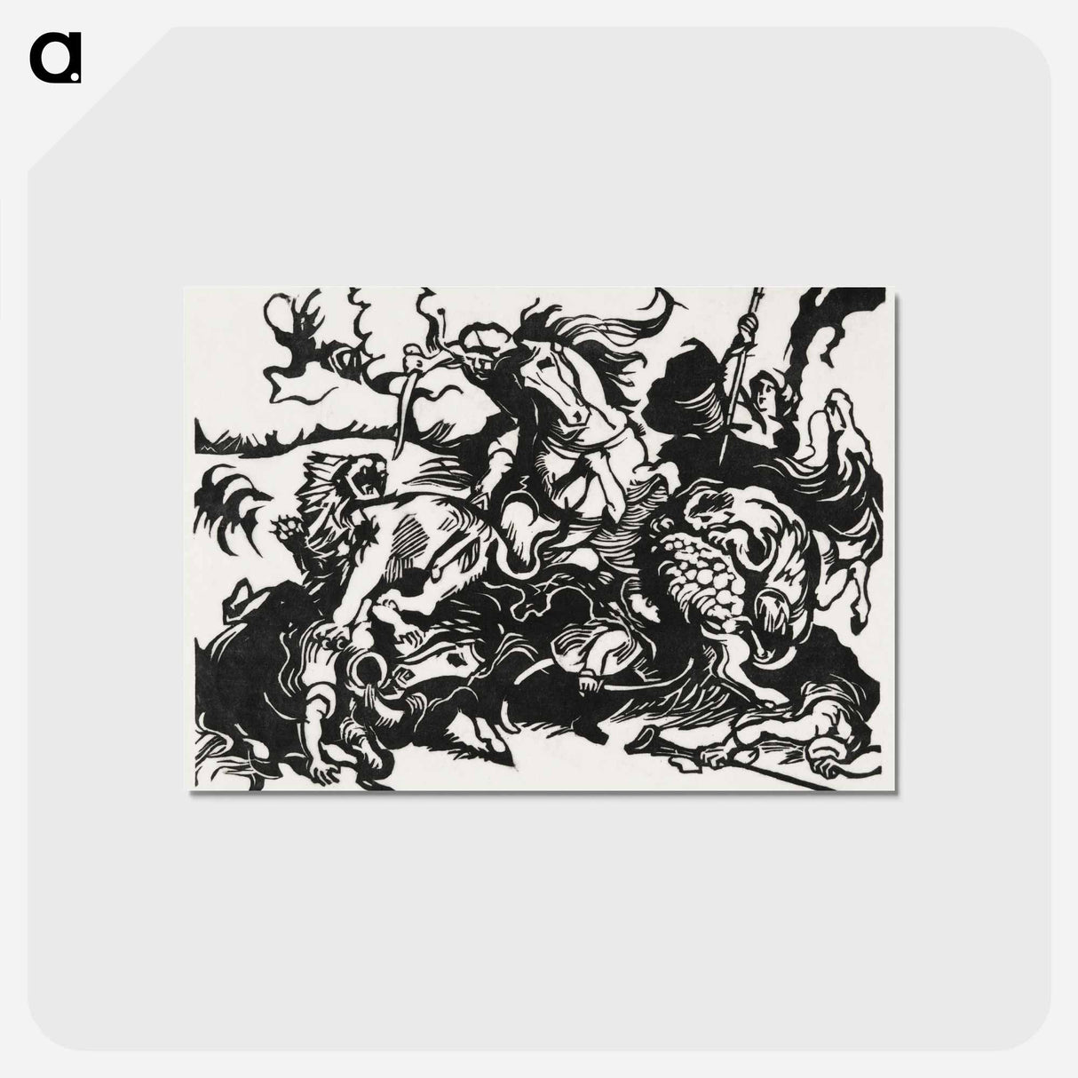 アートポストカード-Lion Hunt - フランツ マルク Postcard.