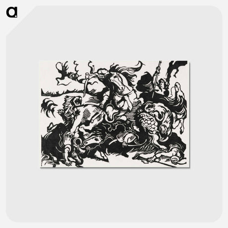 アートポストカード-Lion Hunt - フランツ マルク Postcard.