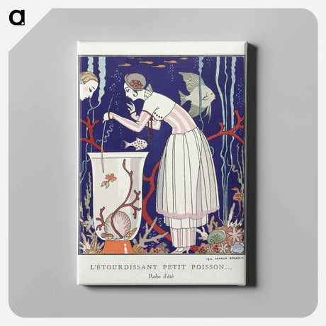 アートパネル-L'étourdissant petit poisson: Robe d'été - ジョージ バービエ Canvas.