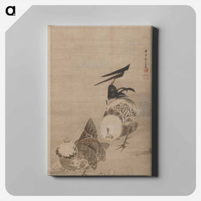 アートパネル-Roosters, Hen, and Chicks
 - 伊藤若冲 Canvas.
