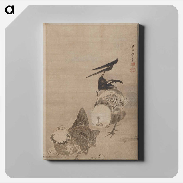 アートパネル-Roosters, Hen, and Chicks
 - 伊藤若冲 Canvas.
