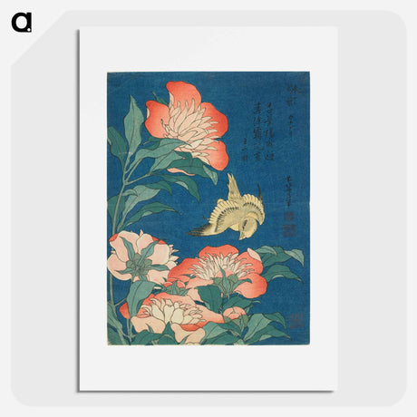 アートポスター-Peonies and Canary - 葛飾 北斎 Poster.